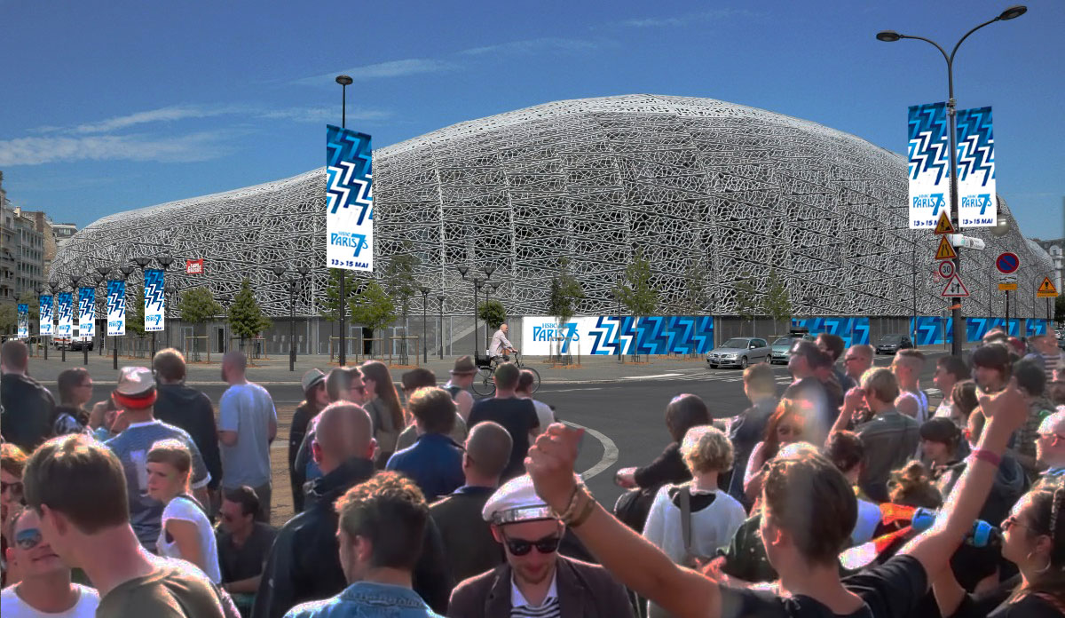 simulation extérieure de l'habillage de stade